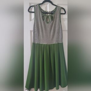 Dear Creatures Green and Black A-Line Dress